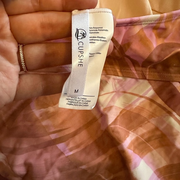 CUPSHE| Pink and Brown Swirl Tankini Set | Bathing Suit | Medium | NWT - Picture 5 of 6